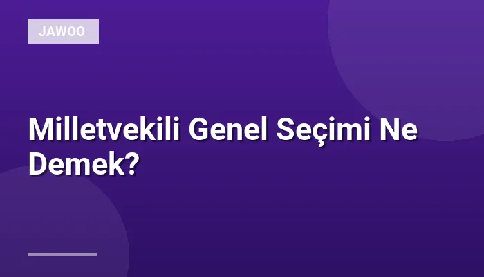 Milletvekili Genel Seçimi Ne Demek?