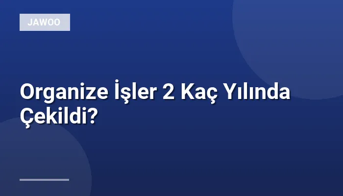 Organize İşler 2 Kaç Yılında Çekildi?