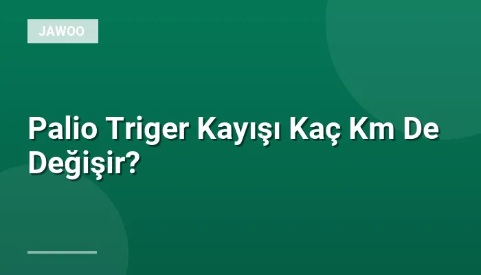 Palio Triger Kayışı Kaç Km De Değişir?