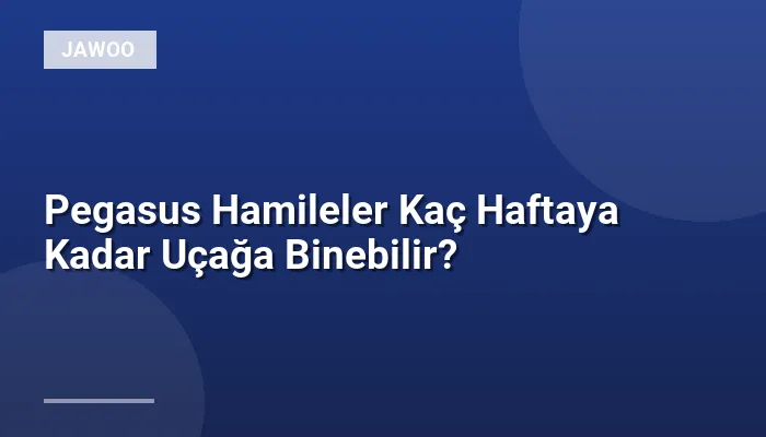Pegasus Hamileler Kaç Haftaya Kadar Uçağa Binebilir?