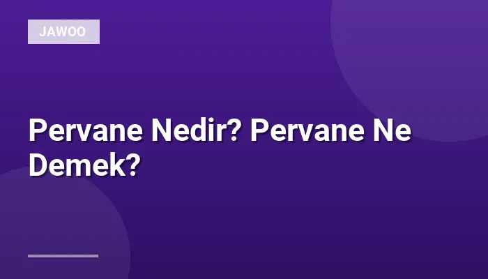 Pervane Nedir? Pervane Ne Demek?