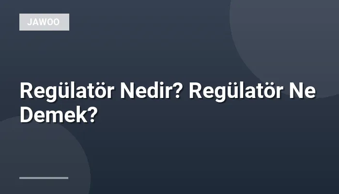 Regülatör Nedir? Regülatör Ne Demek?