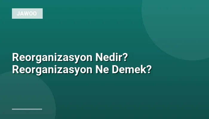 Reorganizasyon Nedir? Reorganizasyon Ne Demek?
