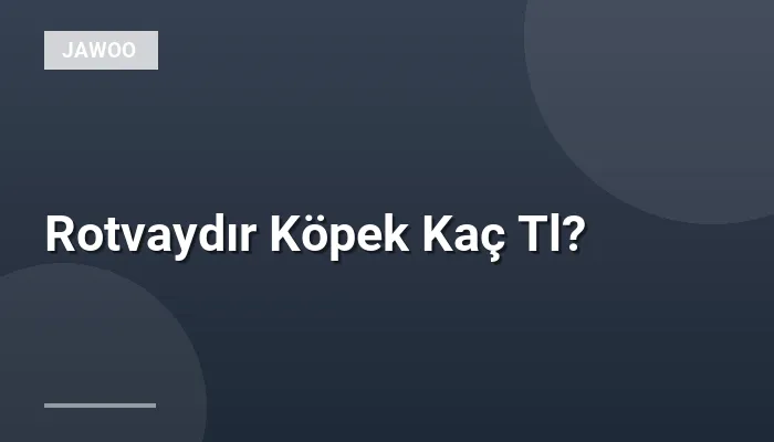 Rotvaydır Köpek Kaç Tl?