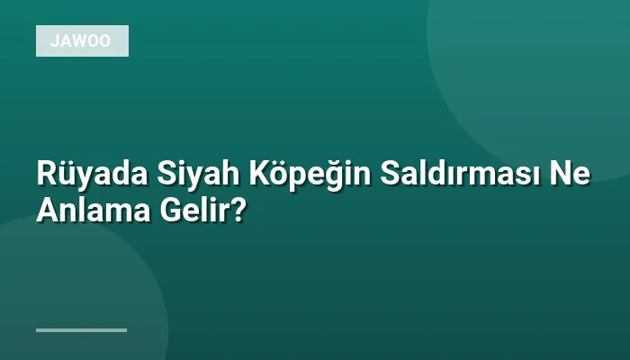 Rüyada Siyah Köpeğin Saldırması Ne Anlama Gelir?