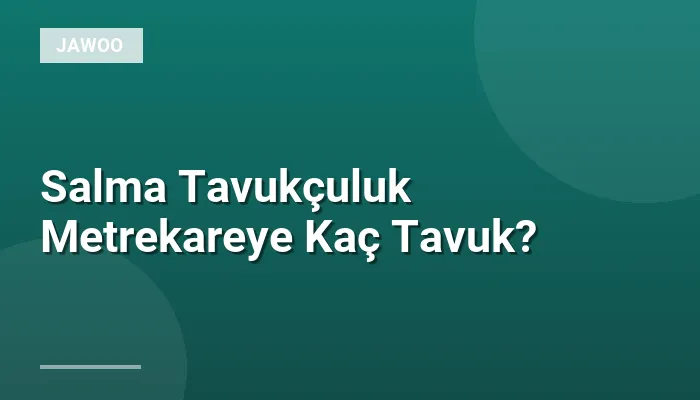 Salma Tavukçuluk Metrekareye Kaç Tavuk?