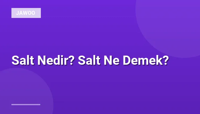 Salt Nedir? Salt Ne Demek?