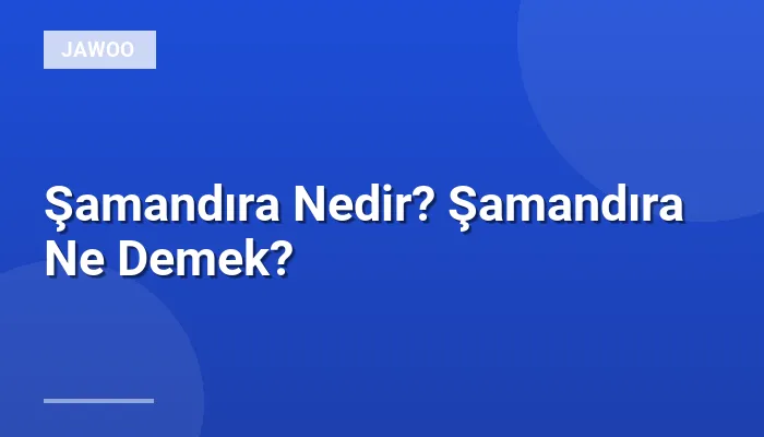 Şamandıra Nedir? Şamandıra Ne Demek?
