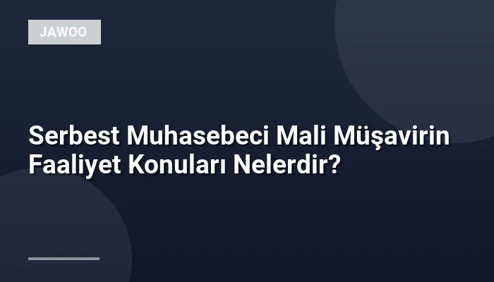 Serbest Muhasebeci Mali Müşavirin Faaliyet Konuları Nelerdir?