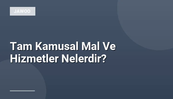 Tam Kamusal Mal Ve Hizmetler Nelerdir?