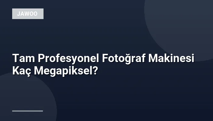 Tam Profesyonel Fotoğraf Makinesi Kaç Megapiksel?