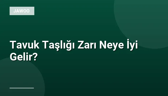 Tavuk Taşlığı Zarı Neye İyi Gelir?