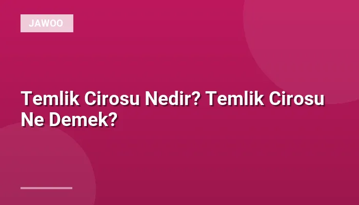 Temlik Cirosu Nedir? Temlik Cirosu Ne Demek?