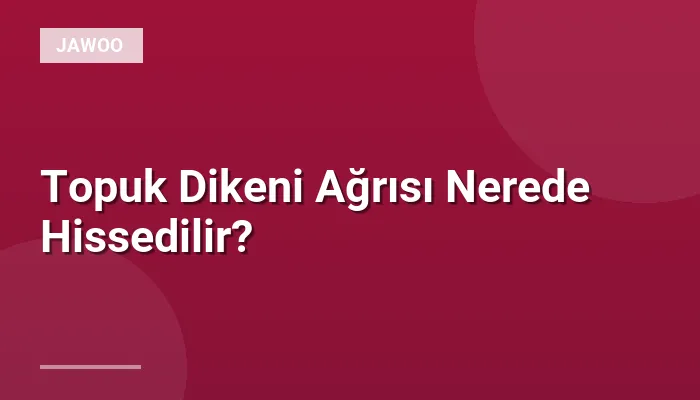 Topuk Dikeni Ağrısı Nerede Hissedilir?