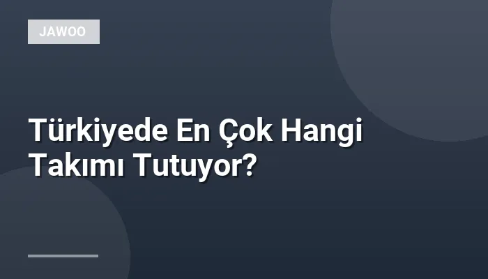 Türkiyede En Çok Hangi Takımı Tutuyor?