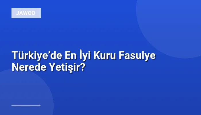 Türkiye’de En İyi Kuru Fasulye Nerede Yetişir?