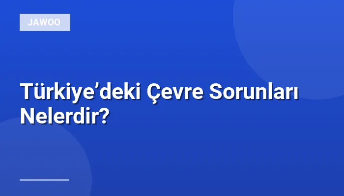 Türkiye’deki Çevre Sorunları Nelerdir?