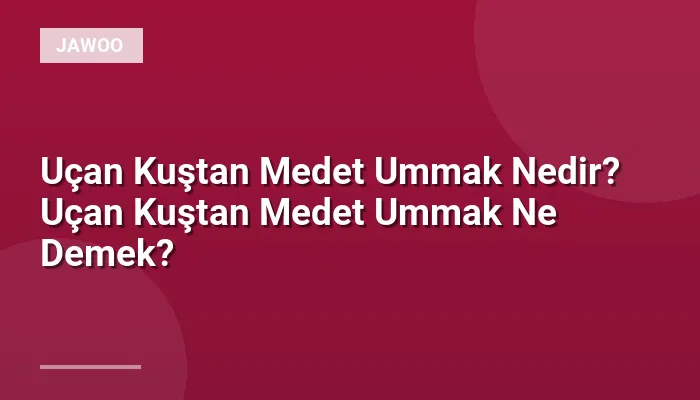 Uçan Kuştan Medet Ummak Nedir? Uçan Kuştan Medet Ummak Ne Demek?