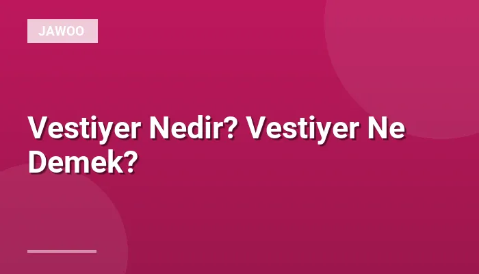 Vestiyer Nedir? Vestiyer Ne Demek?