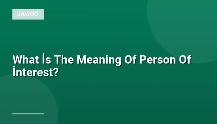 What İs The Meaning Of Person Of İnterest?