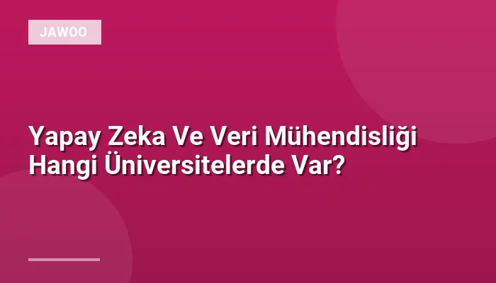 Yapay Zeka Ve Veri Mühendisliği Hangi Üniversitelerde Var?