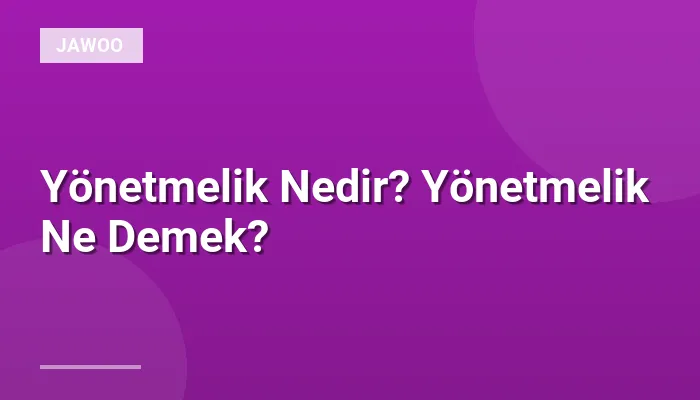 Yönetmelik Nedir? Yönetmelik Ne Demek?