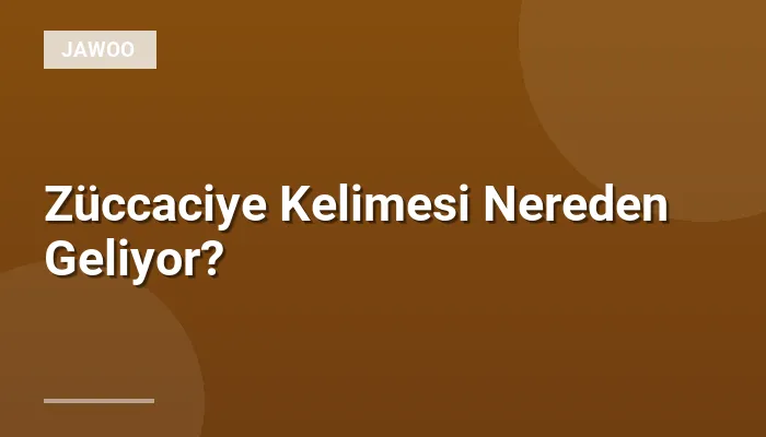 Züccaciye Kelimesi Nereden Geliyor?