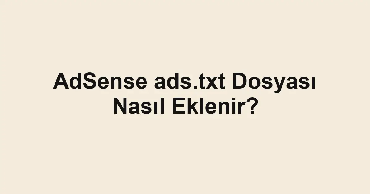 AdSense ads.txt Dosyası Nasıl Eklenir?
