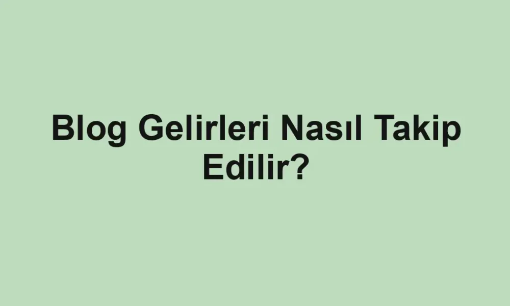 Blog Gelirleri Nasıl Takip Edilir?