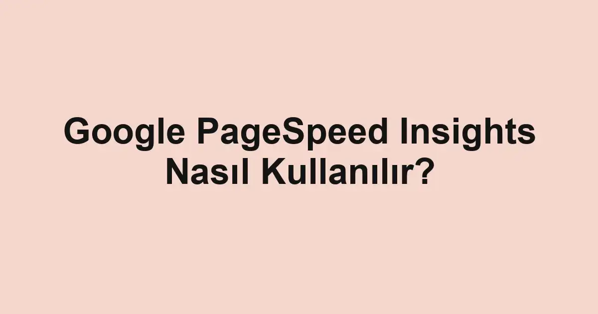 Google PageSpeed Insights Nasıl Kullanılır?