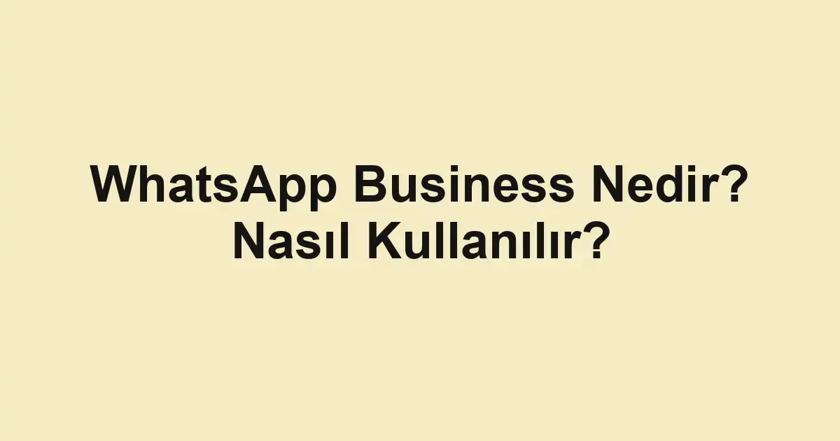 WhatsApp Business Nedir? Nasıl Kullanılır?