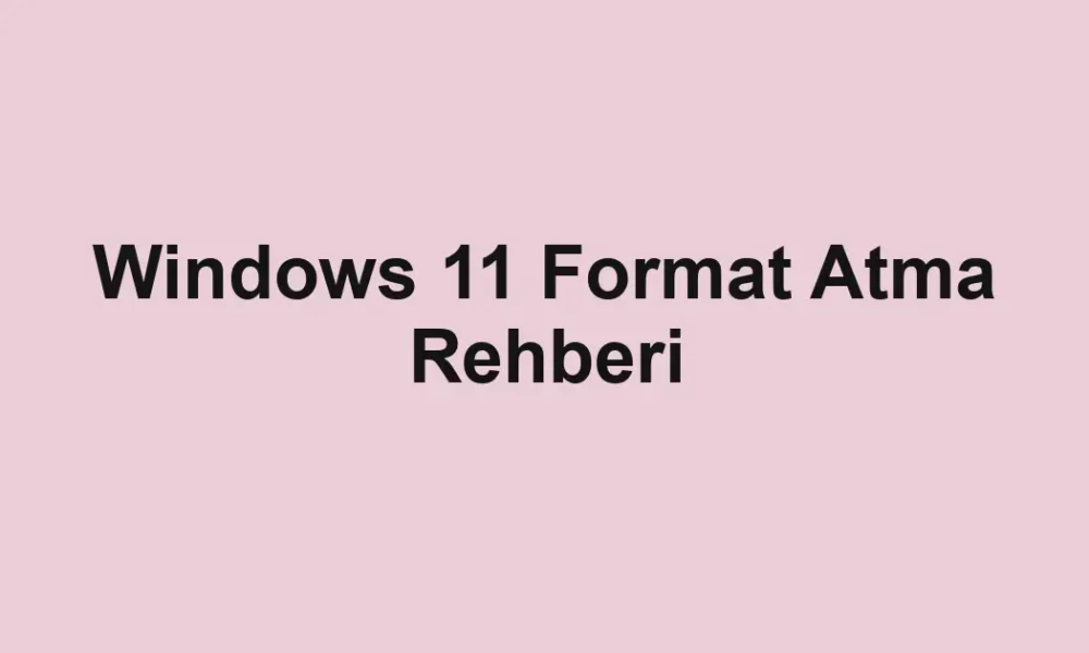 Windows 11 Format Atma Rehberi