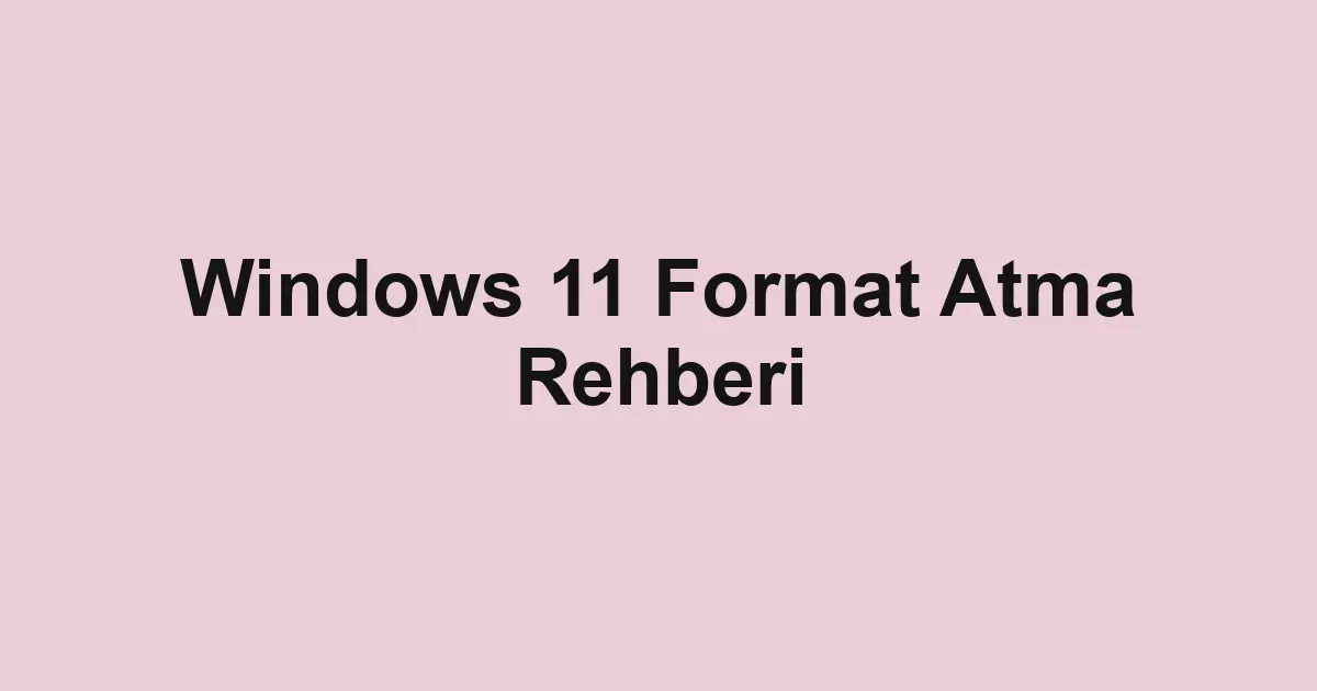Windows 11 Format Atma Rehberi